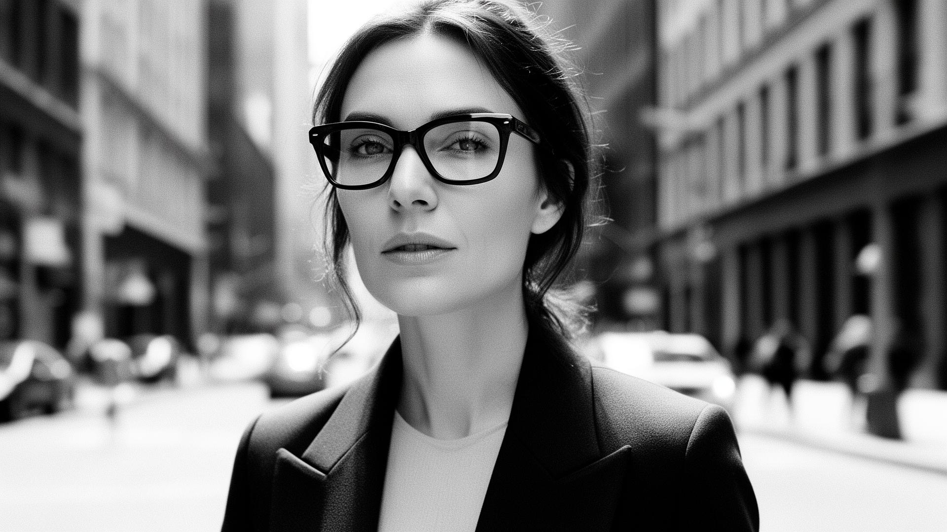 Woman in eyeglasses on a NYC street